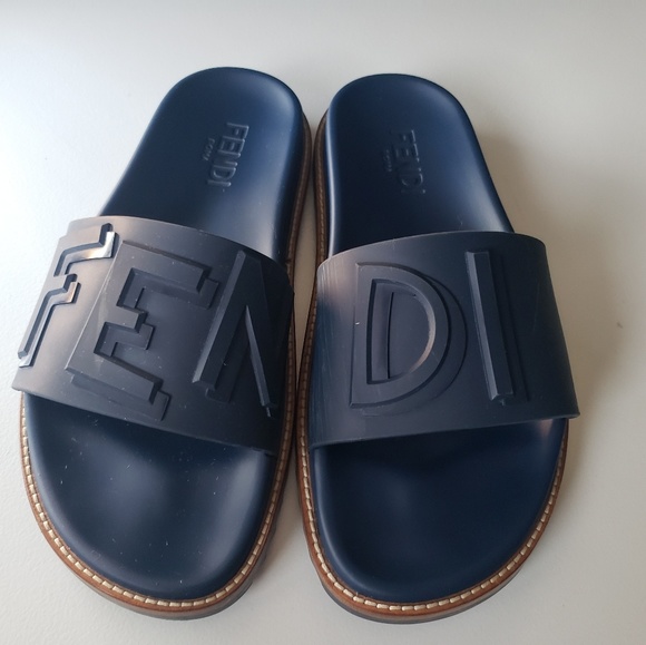 fendi blue slides